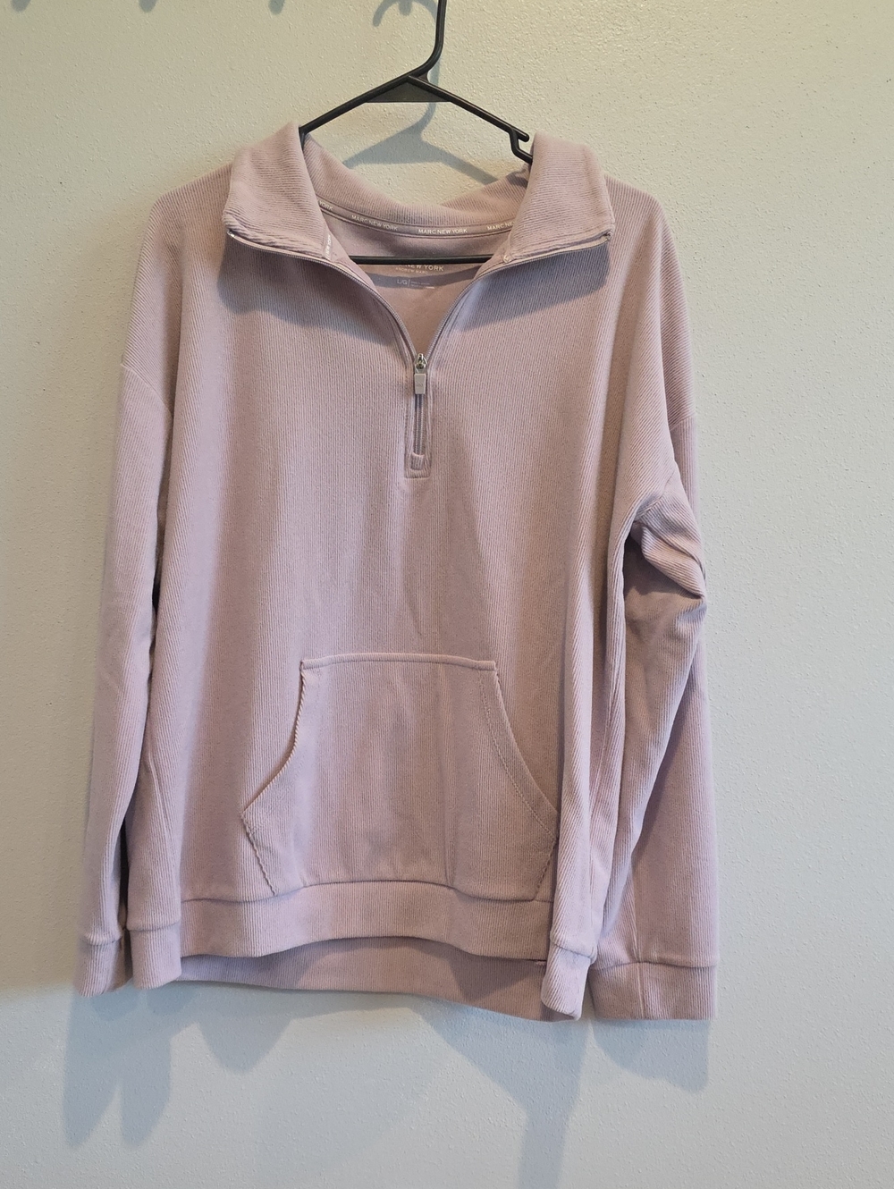 Women's Half-Zip Pullover Sweatshirt in Light Mauve